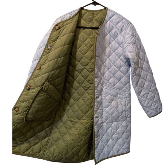 J.Crew Women's XS Reversible Greenwich Quilted Puffer Lightweight Jacket w/ Belt - Picture 8 of 12